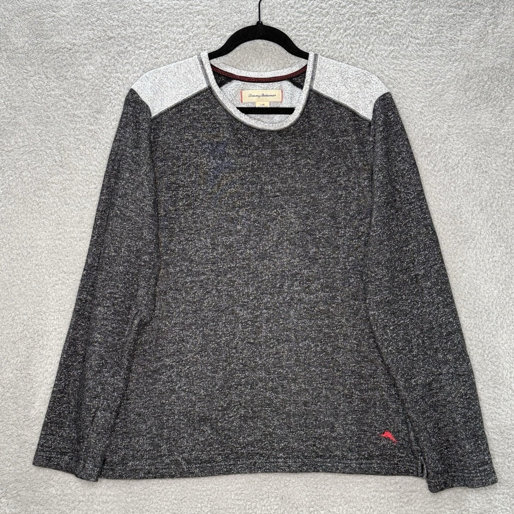 Tommy Bahama Mens Heathered Gray Fleece Lined Casual Long Sleeve Shirt L